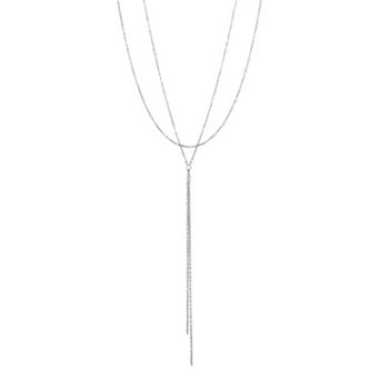 Adornia Rhodium Plated Layered Y-Necklace