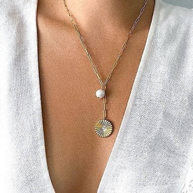 Adornia 14k Gold Plated Sunburst Cultured Pearl Pendant Y- Necklace