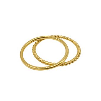 Adornia 2 pc Tarnish Resistant 14k Gold Plated Stacking Rings Set