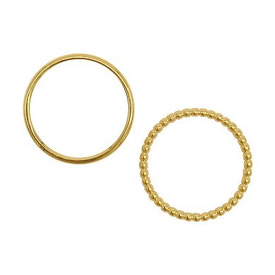 Adornia 2-Piece Tarnish Resistant 14k Gold Plated Stacking Rings Set