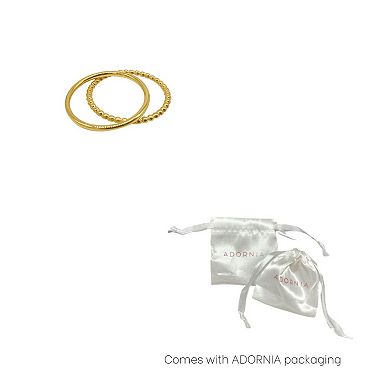Adornia 2-Piece Tarnish Resistant 14k Gold Plated Stacking Rings Set