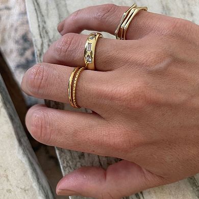 Adornia 2-Piece Tarnish Resistant 14k Gold Plated Stacking Rings Set