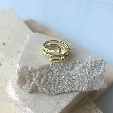 Adornia 14k Gold Plated Nail Double Wrap Ring