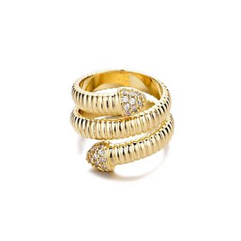 Adornia 14k Gold Plated Cubic Zirconia Coil Wrapped Ring