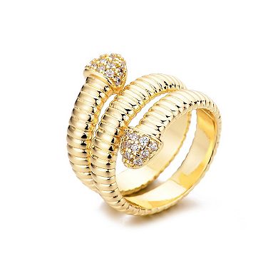 Adornia 14k Gold Plated Cubic Zirconia Coil Wrapped Ring