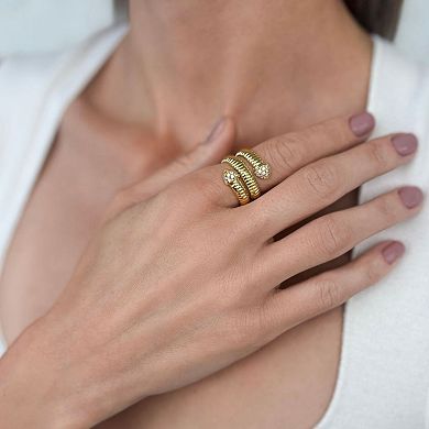 Adornia 14k Gold Plated Cubic Zirconia Coil Wrapped Ring