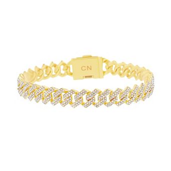 KIRO 10 mm Curb Chain Bracelet with Crystals