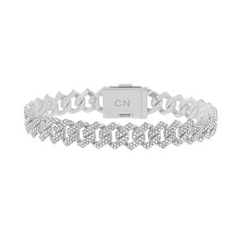 KIRO 10 mm Curb Chain Bracelet with Crystals