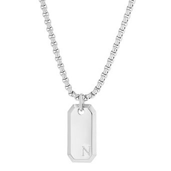 Men's KIRO Fine Silver Plated Initial Pendant Necklace