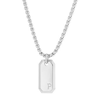 Men's KIRO Fine Silver Plated Initial Pendant Necklace