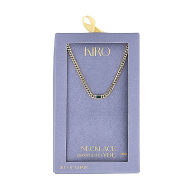KIRO 14k Gold Plated Curb Chain Necklace with Gemstone