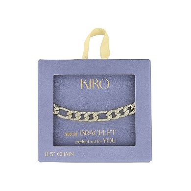 KIRO Gold-Tone Figaro Chain Bracelet with Crystals