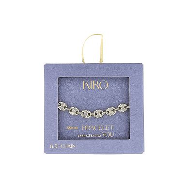 KIRO Gold-Tone Puffed Mariner Chain Bracelet with Crystals
