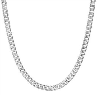 KIRO Fine Silver Plated 7.4mm Curb Chain Necklace