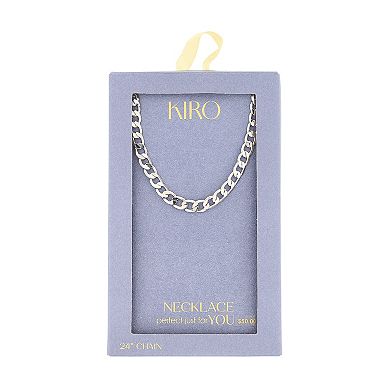 KIRO Fine Silver Plated 7.4mm Curb Chain Necklace