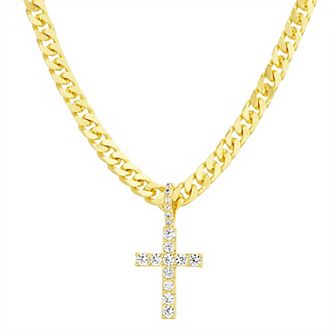 Men's KIRO Cubic Zirconia Cross Pendant Necklace