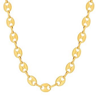 KIRO 14k Gold Plated 9mm Puffed Mariner Chain Necklace