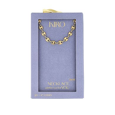KIRO 14k Gold Plated 9mm Puffed Mariner Chain Necklace