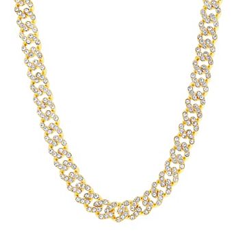 KIRO 8 mm Curb Chain Necklace with Crystals