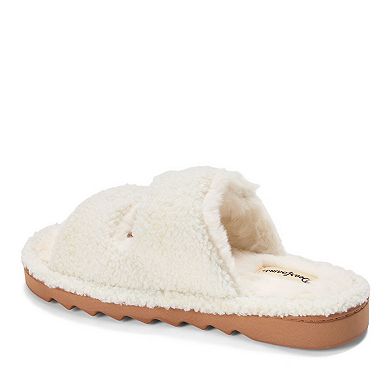 Dearfoams Regina Teddy Women's Double Band Slide Slippers
