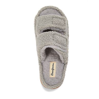 Dearfoams Regina Teddy Women's Double Band Slide Slippers
