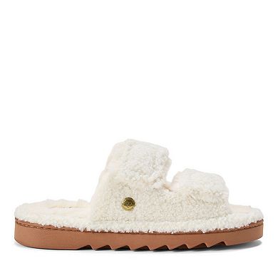 Dearfoams Regina Teddy Women's Double Band Slide Slippers