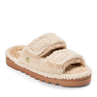 Dearfoams Regina Teddy Women's Double Band Slide Slippers