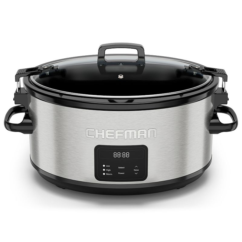 Chefman 7-qt. Programmable Slow Cooker with Locking Lid, Silver