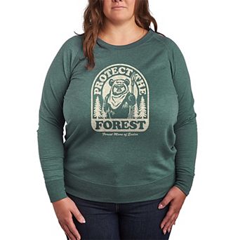 Plus Size Star Wars Ewok Protect The Forest French Terry Long Sleeve Tee