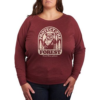 Plus Size Star Wars Ewok Protect The Forest French Terry Long Sleeve Tee