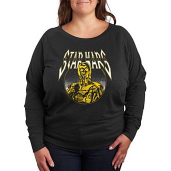 Plus Size Star Wars C-3PO Metal French Terry Long Sleeve Tee