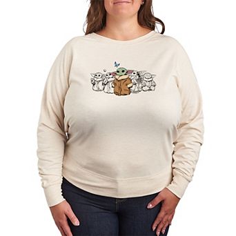 Plus Size Star Wars Grogu Poses French Terry Long Sleeve Tee