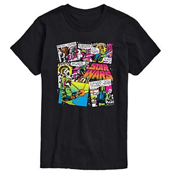 Men's Star Wars Boba Fett Pop Art Comic Panels Graphic Tee