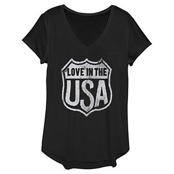 Women's Love In The USA Route Shield Graphic Tee