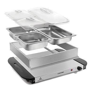 Chefman 2-in-1 Stainless Steel Buffet Server & Warming Tray