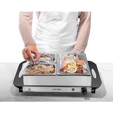 Chefman 2-in-1 Stainless Steel Buffet Server & Warming Tray