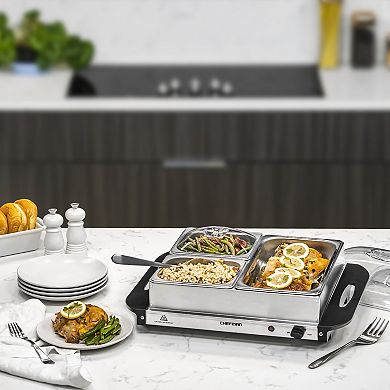 Chefman 2-in-1 Stainless Steel Buffet Server & Warming Tray