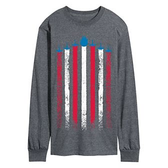 Men's Star Wars USA Flag Ships Long Sleeve Graphic Tee