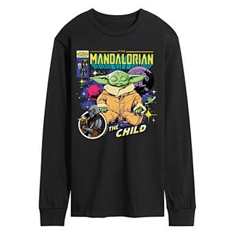 Men's Star Wars The Mandalorian The Child Comic Cover Long Sleeve Graphic Tee