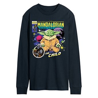 Men's Star Wars The Mandalorian The Child Comic Cover Long Sleeve Graphic Tee