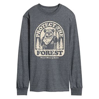 Men's Star Wars Ewok Protect The Forest Long Sleeve Graphic Tee