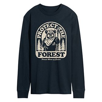Men's Star Wars Ewok Protect The Forest Long Sleeve Graphic Tee