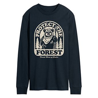 Men's Star Wars Ewok Protect The Forest Long Sleeve Graphic Tee