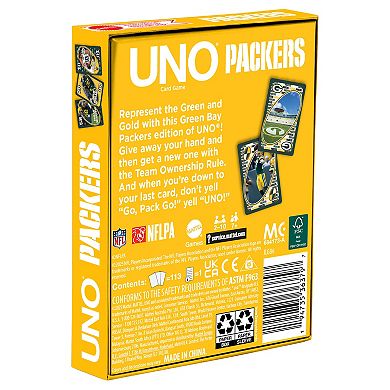 Mattel UNO Fandom NFL Packers Card Game with Foil Card