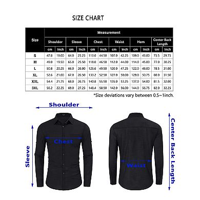 Mens Button Down Linen Shirts Casual Long Sleeve Shirts Cotton Beach Shirts with Pocket