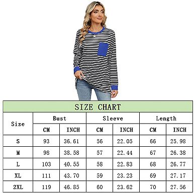 Women Striped Color Block Oversized Sweatshirt Crew Neck Long Sleeve Shirt Loose Pullover Top