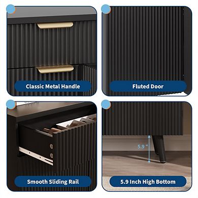 Modern Buffet Cabinet with Storage, Farmhouse 47" Kitchen Cabinet with Drawers with Adjustable Shelf