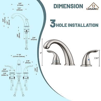 Widespread Faucet 2-handle Bathroom Faucet with Drain 1.2 GPM