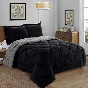 Elegant Comfort 3 pc Reversible Diamond Stitched Comforter & Shams