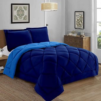 Elegant Comfort 3 pc Reversible Diamond Stitched Comforter & Shams